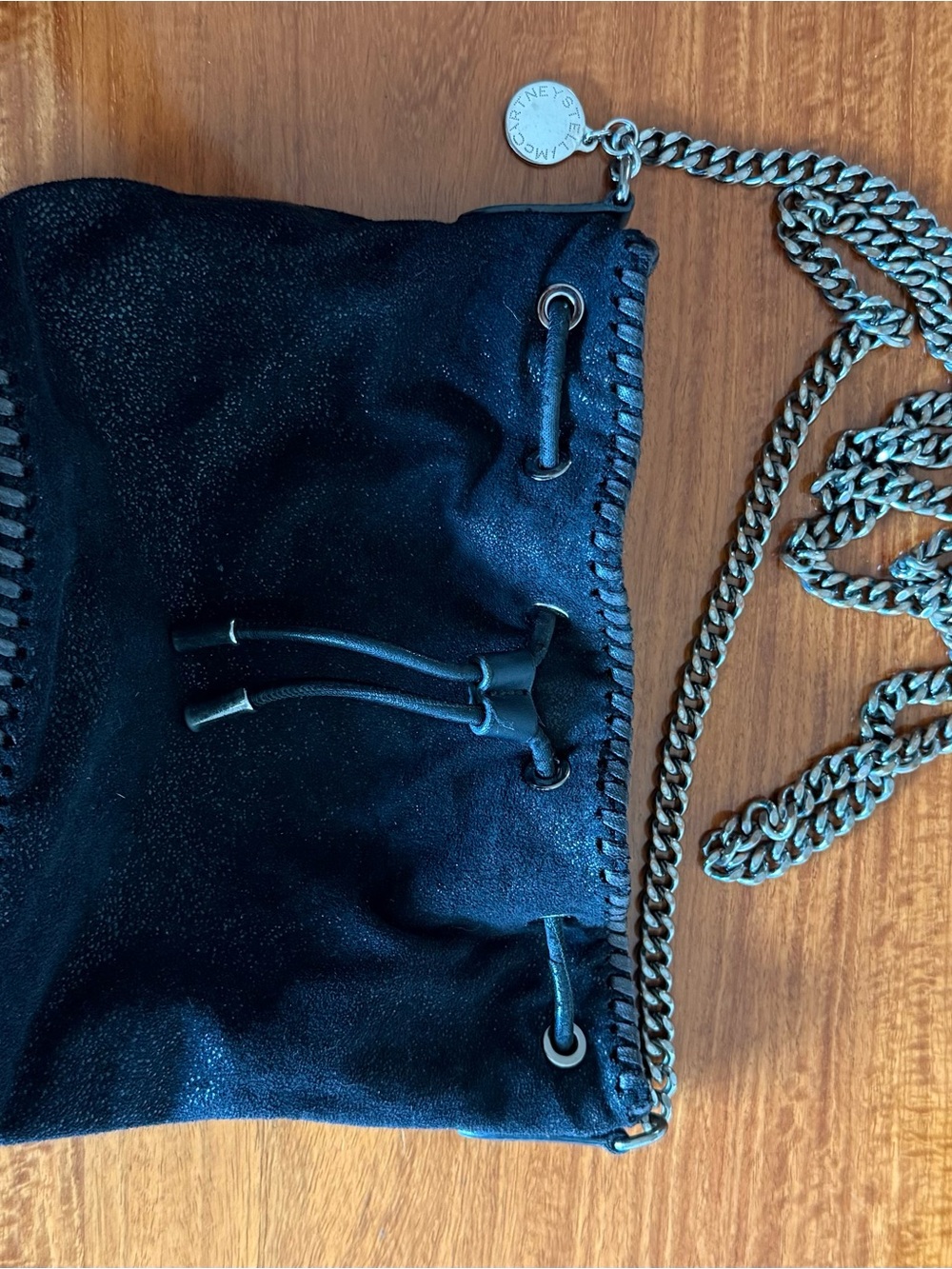 Stella McCartney Black Falabella Drawstring Chain Crossbody